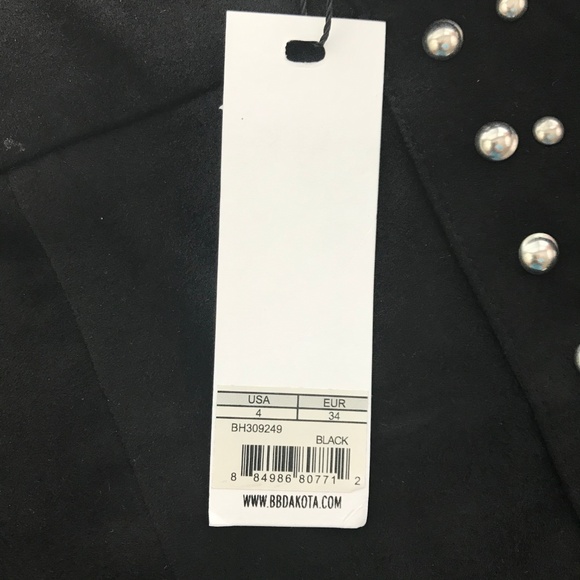 NEW BB Dakota Studded Faux Suede Skirt Black Sz 4 - Picture 6 of 8